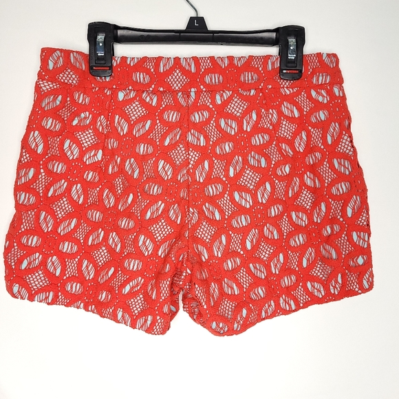 JUDITH MARCH Women's Shorts With Red Floral Lace Overlay SMALL - Picture 10 of 10